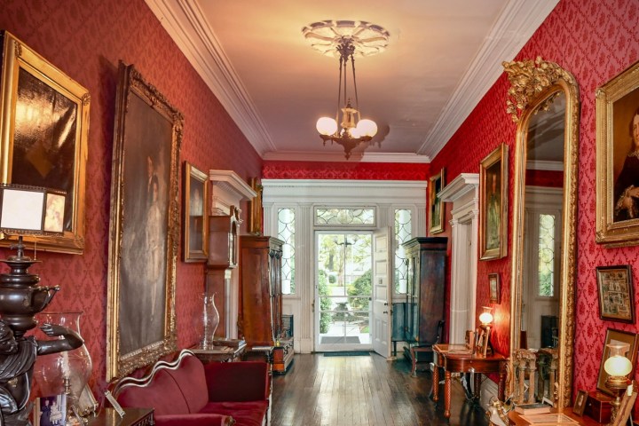 a room filled with furniture and a fire place
