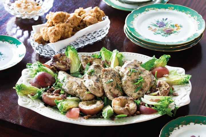 a bunch of different types of food on a plate