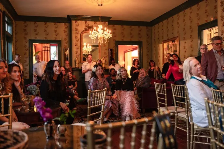 a group of people in a room