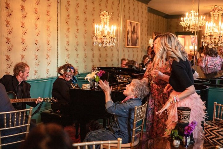 a group of people performing on a counter